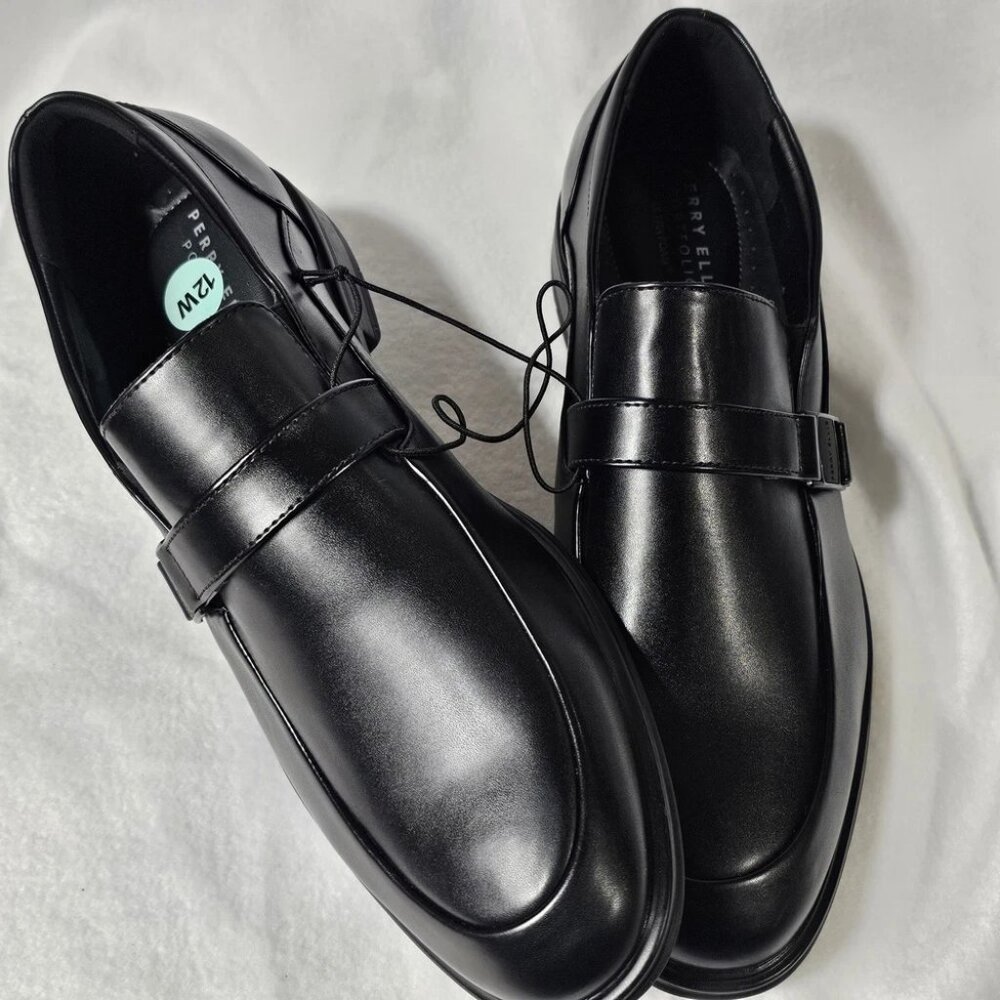 Perry Ellis Portfolio Ultra Foam Dress Shoes Loafer Slip On Black Mens Size 12